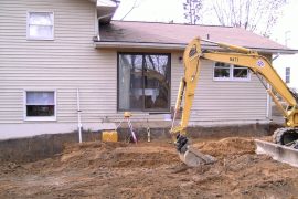 excavation to rear of home before addition
