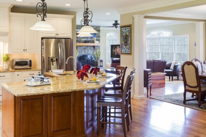 open kitchen with bar