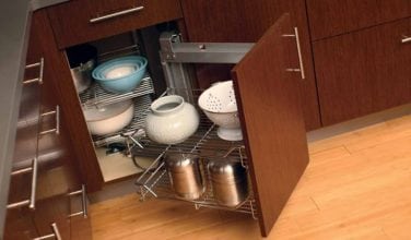 blind corner base with pullout shelves