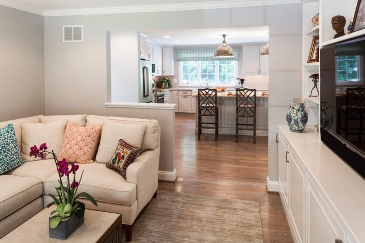 transitional family room remodel