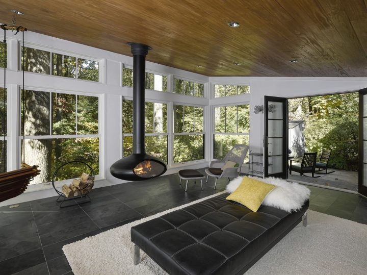 Baltimore porch construction with fireplace