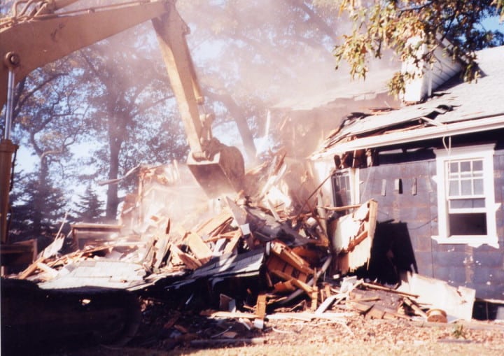 during demolition of waterfront home