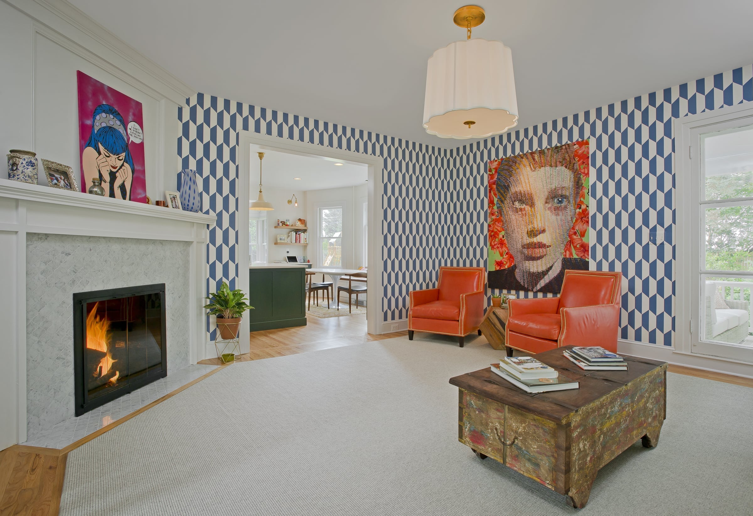 contemporary interior design with modern art