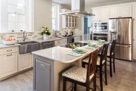 Bright kitchen design with island bar