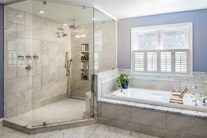 master bathroom with double headed shower