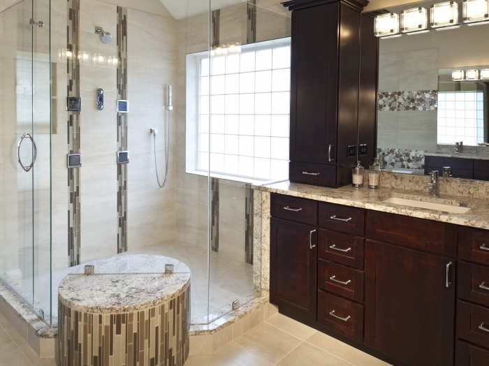 Master Bath shower with Body Sprays and state of the art technology