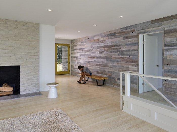 modern room with natural texture finishes