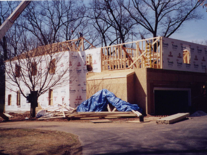 second floor addition on rancher mid construction