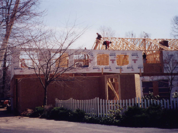 second floor addition on rancher mid construction