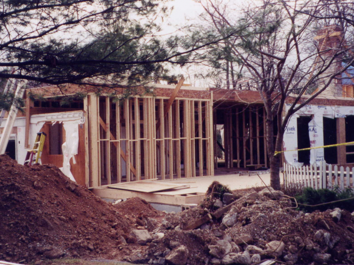 second floor addition on rancher mid construction