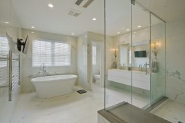 contemporary master bath large shower and soaking tub