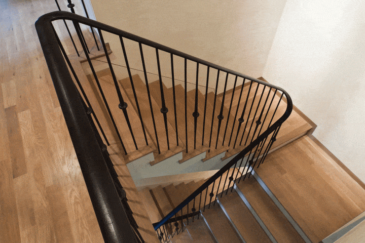 staircase design with iron balusters