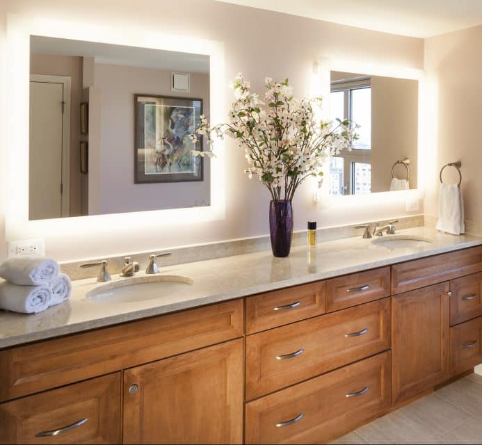 master bathroom in hi rise condominium