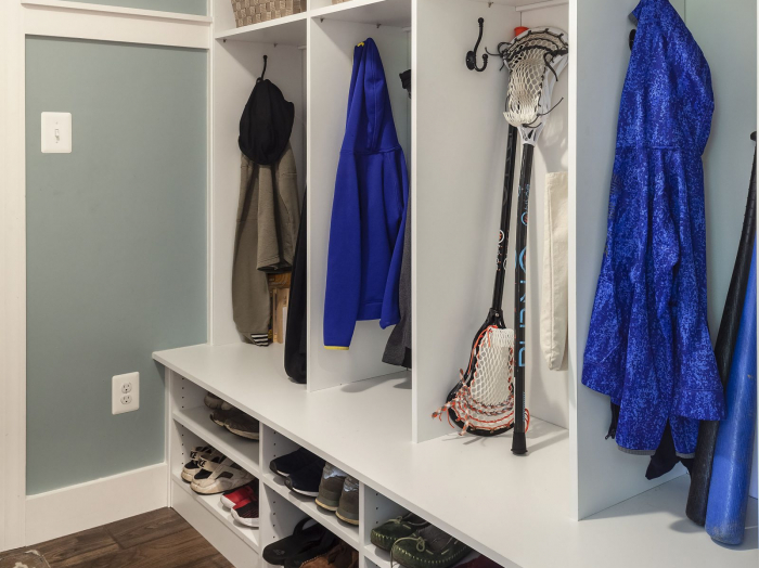 new mud room with cubbies