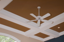 high ceiling contrasted painted panel and beams coffered ceiling