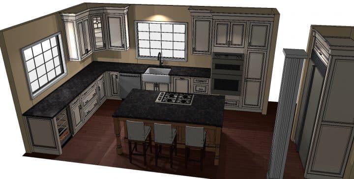 traditional kitchen design 3D layout