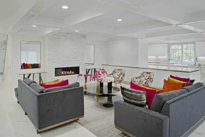 painted beams and panels contemporary style coffered ceiling