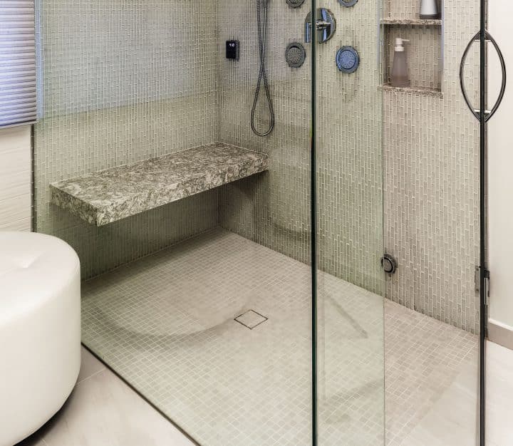 universal design roll in curbless shower