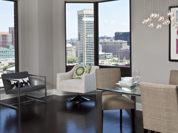 engineered hardwood flooring in high rise Baltimore condo