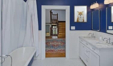 original claw foot tub for hall bath in historic Catonsville home
