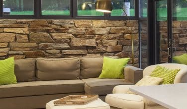 Stone Wall Exposed in Family Room