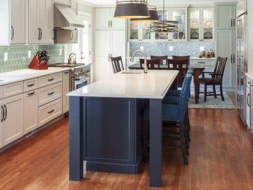 kitchen and dining room in open concept
