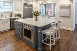 Expanded kitchen into dining room with large dine-in island