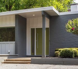 modern exterior front door with magnetized lock