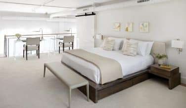 loft bedroom in industrial style