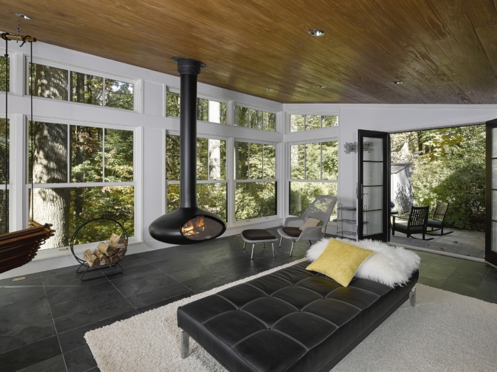 Baltimore porch construction with fireplace