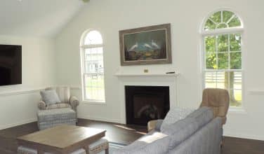 light-filled family room addition with cathedral ceilings