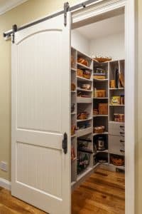 walk in pantry with barn door