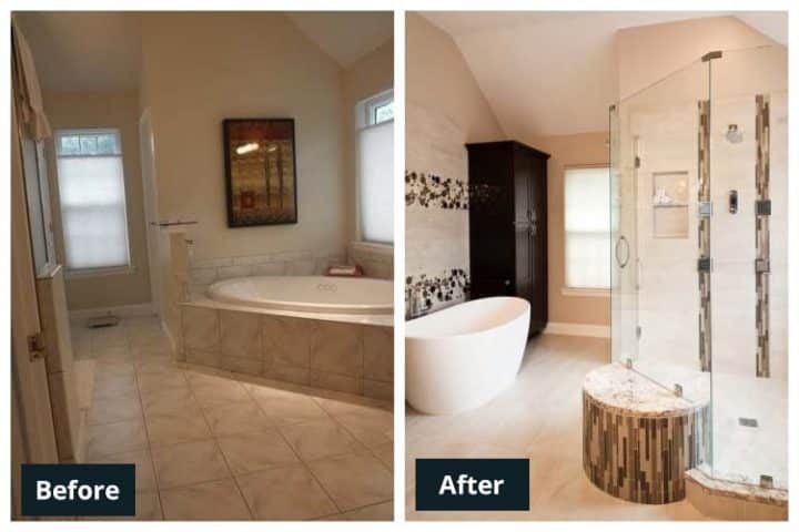 tub to shower conversion before after