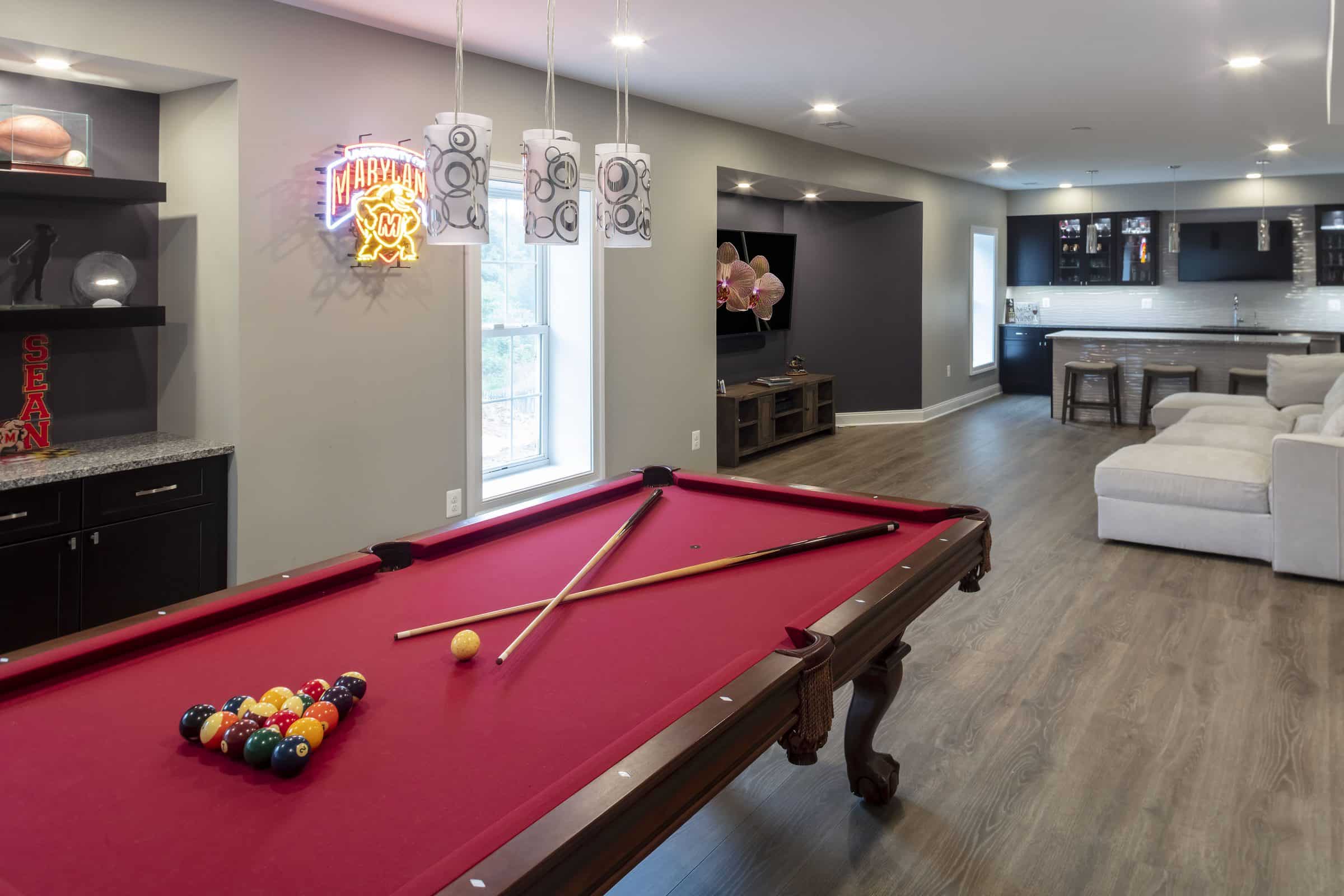 game room basement area