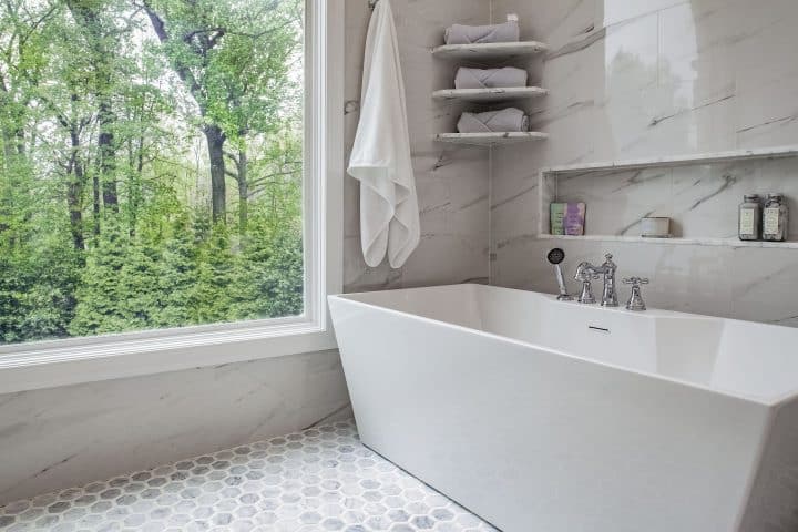 free standing tub inside walk-in shower