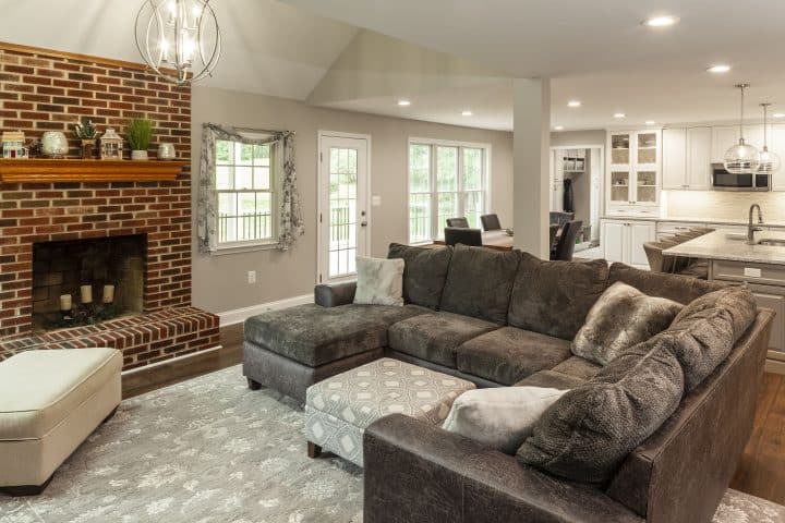 expanded first floor family room and kitchen