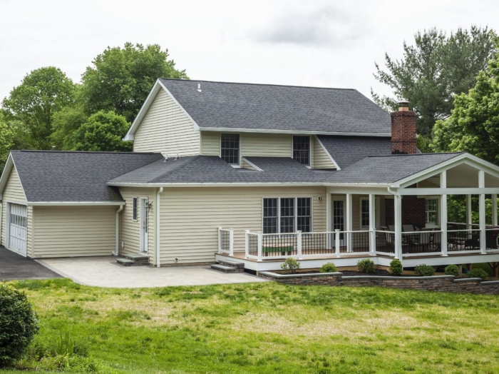 first floor bump out with covered porch and deck