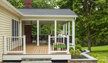 open deck adjacent to the covered area