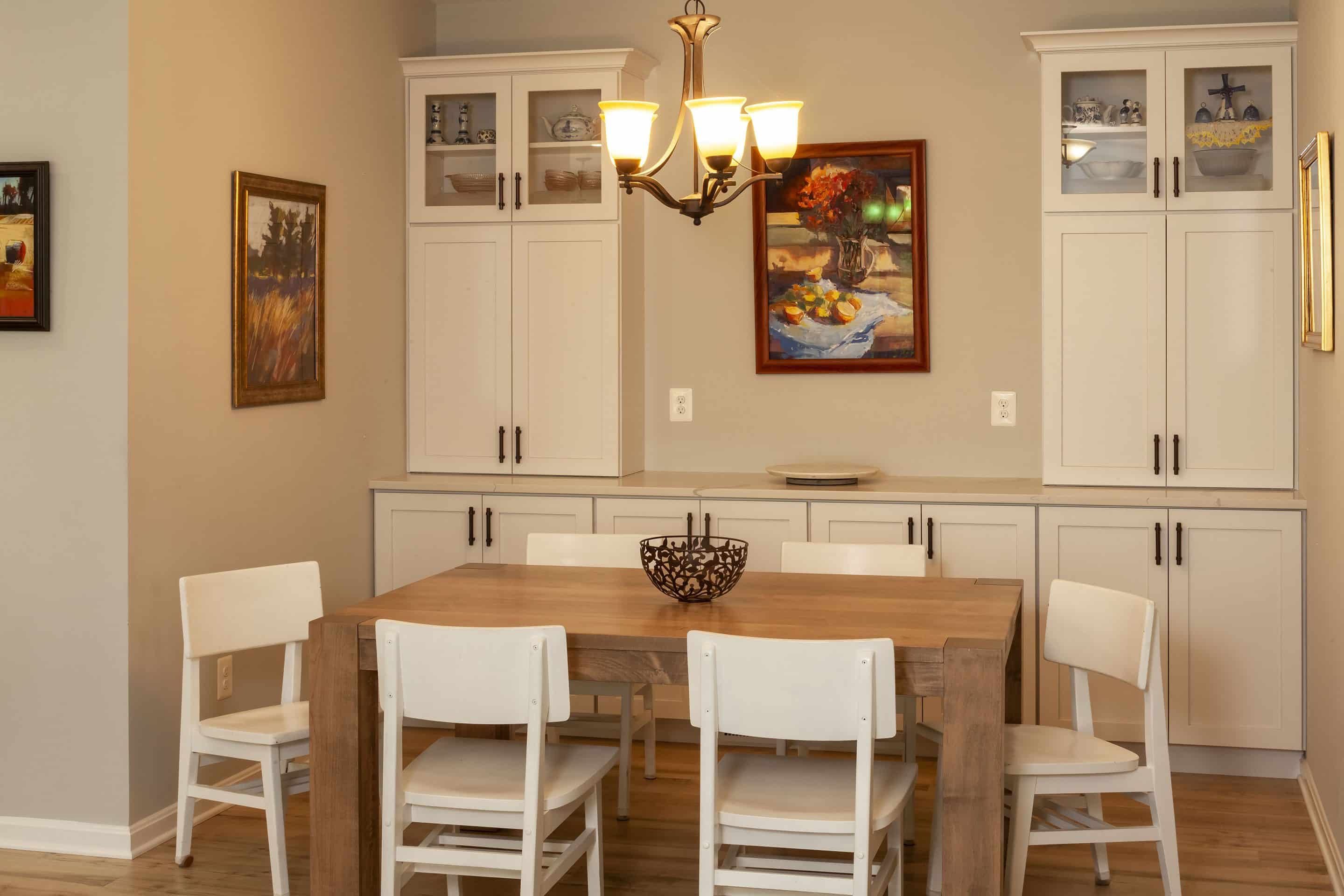 matching cabinetry in dining area for open concept