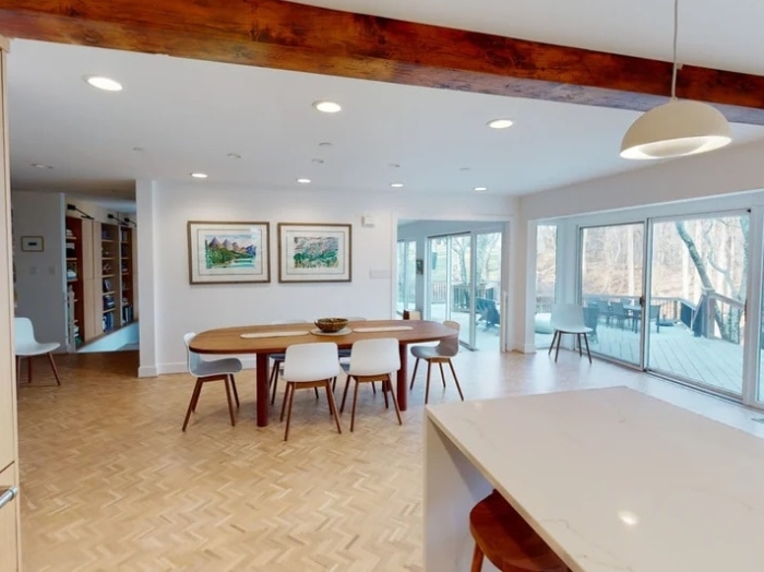 modern style open floor plan dining area