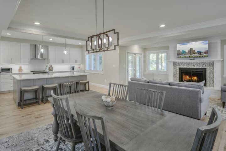 basement in-law apartment open kitchen and dining area