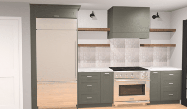 3D kitchen rendering including appliances