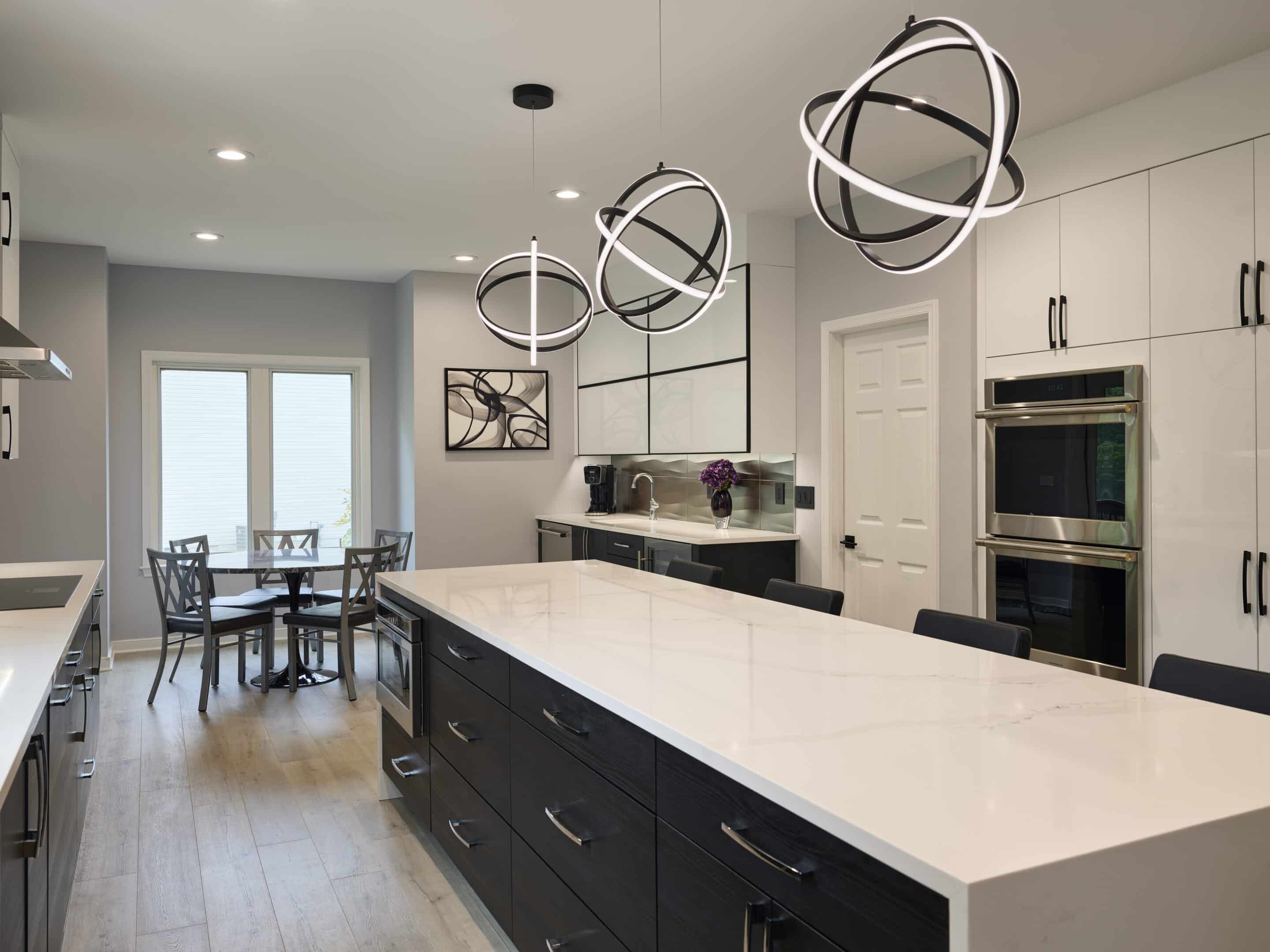 two tone cabinetry with sleek modern lines