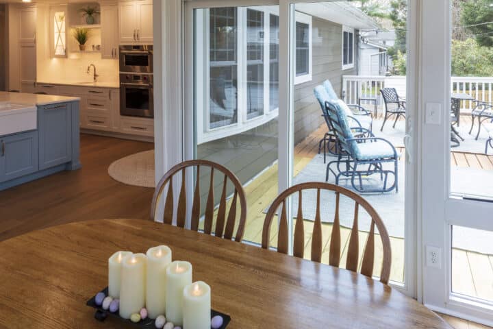 large adjacent deck and dining room allow for great entertaining