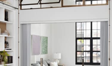 modern style home study with glass wall