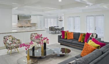 modern whole house remodel living room kitchen dining area open concept