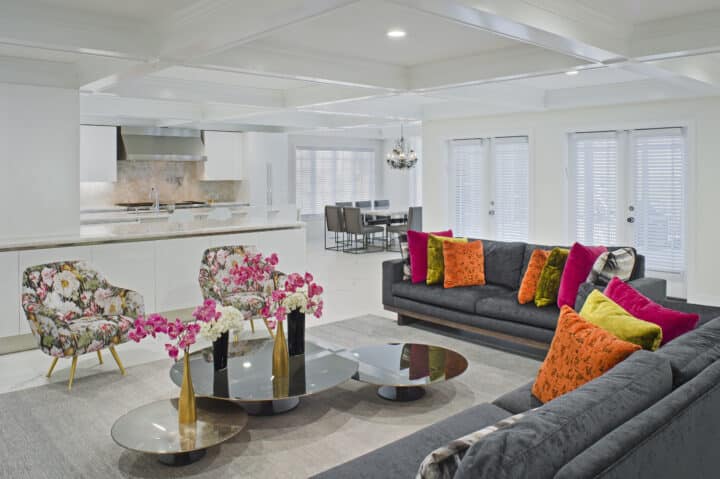 modern whole house remodel living room kitchen dining area open concept