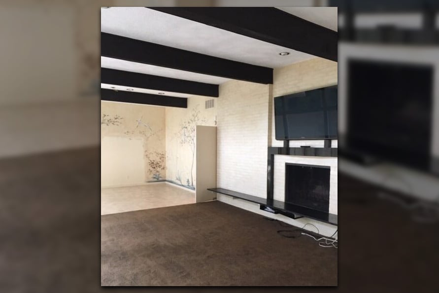 mid century modern living room before renovation