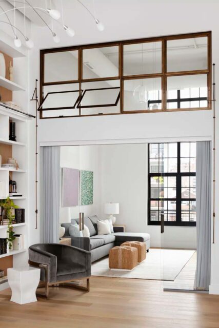 modern style home study with glass wall