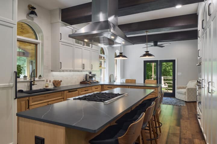 kitchen with rich luxurious touch countertops in a concrete finish black soapstone